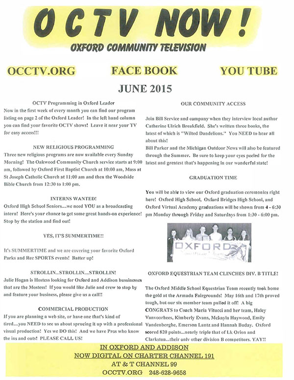 OCTV Newsletter June 2015