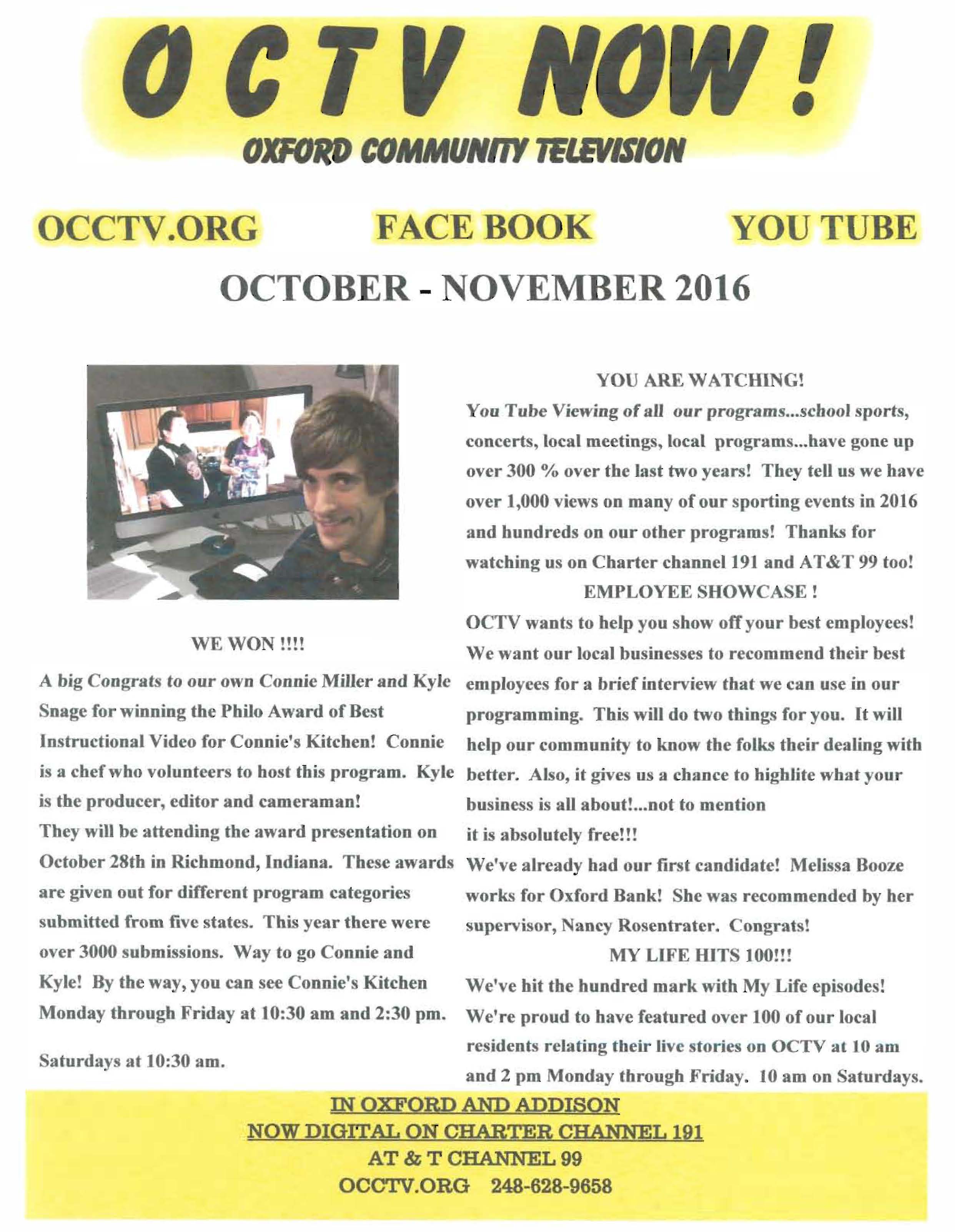 OCTV Newsletter October - November 2016
